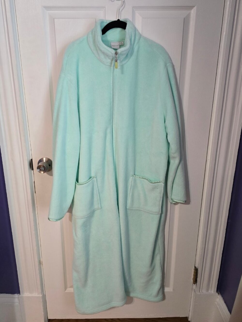 Croft & Barrow Robe Mint Full-Length Fleece with Zipper & Pockets 2X
